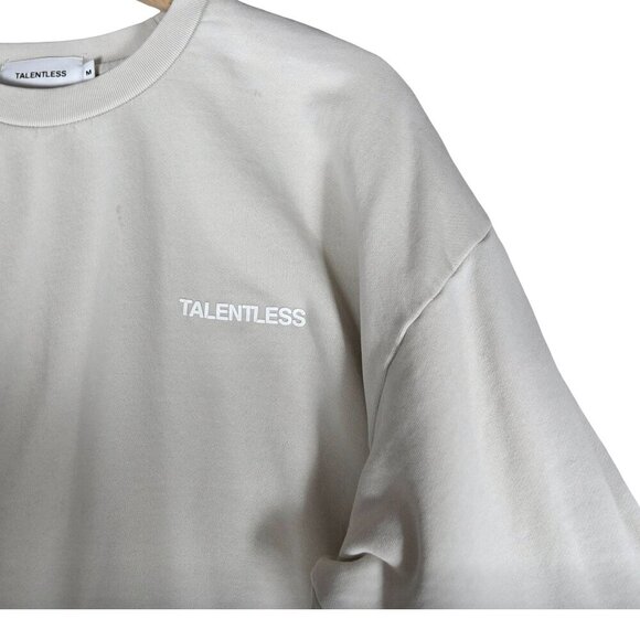 Talentless Sweatshirt Men’s M Minimalist Drop Shoulder Pullover Cream White Logo - Picture 3 of 7